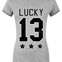 Lucky 13 Ringer, женская серая футболка, хлопковая Футболка для женщин, Harajuku, хорошее качество, брендовая футболка, хлопок, топ, футболка
