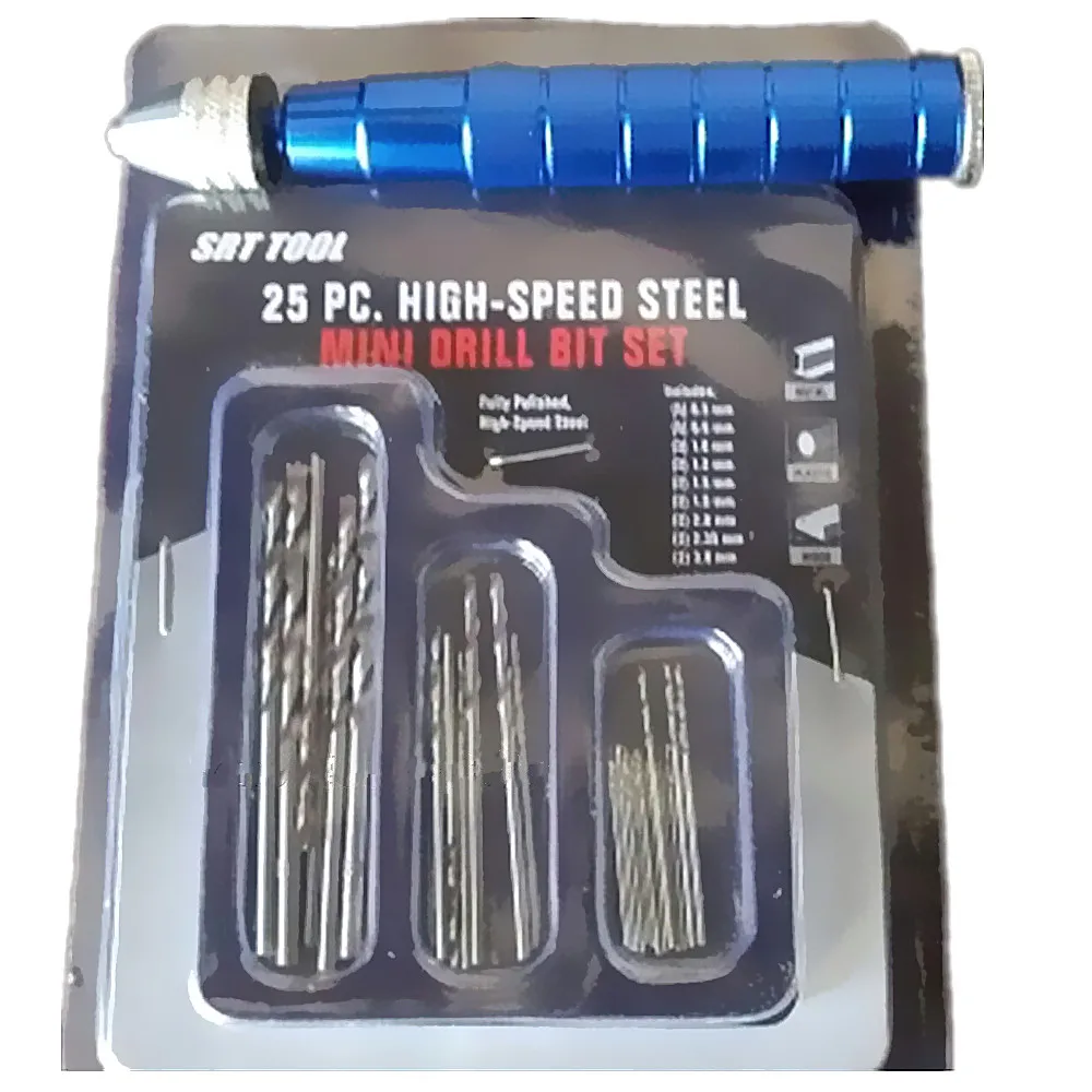 

25pc Micro Bit Twist Drill Set Kit Mini Precision Hss Power Drill Hss Bit Jewellery Watch Repair Model Craft + Hand Dril Keyless