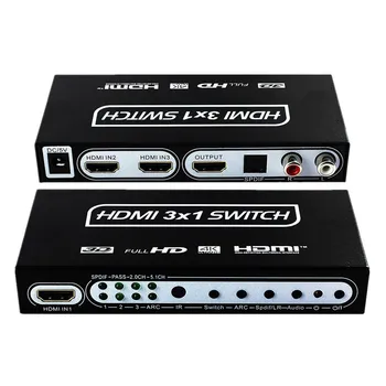 

4Kx2K 3x1 HDMI Switch Audio Extractor 3 Port 1.4 HDMI Switch Splitter ARC EDID HDMI Switch Remote 4K Toslink SPDIF HDMI-Switch