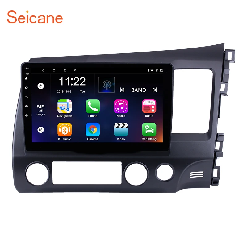 Perfect Seicane 10.1 inch Android 8.1 Touchscreen 2 din Car Radio Bluetooth GPS Navigation for 2006-2011 HONDA CIVIC right  Hand driving 0
