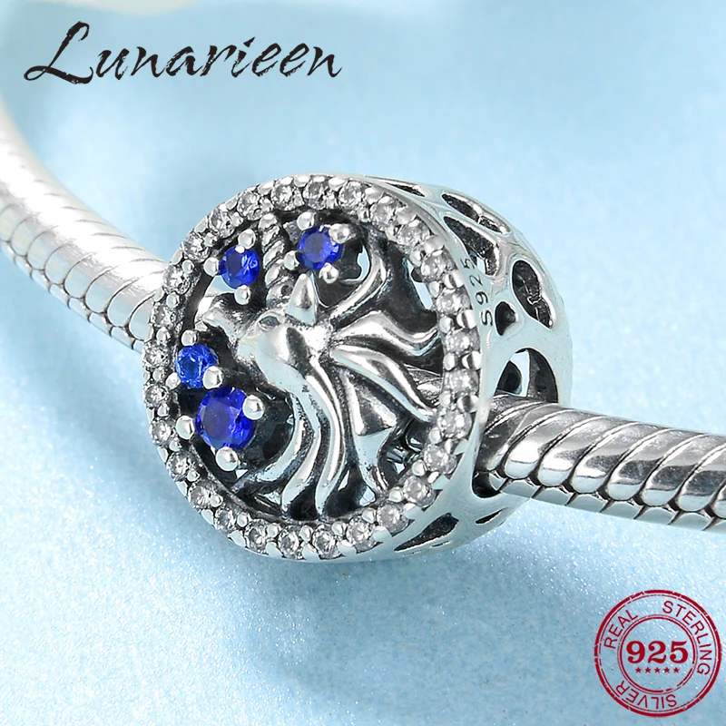 

Hot 925 Sterling Silver Magical blue CZ charms unicorn Beads fit women Original Pandora Bracelets Fine Jewelry Gift making