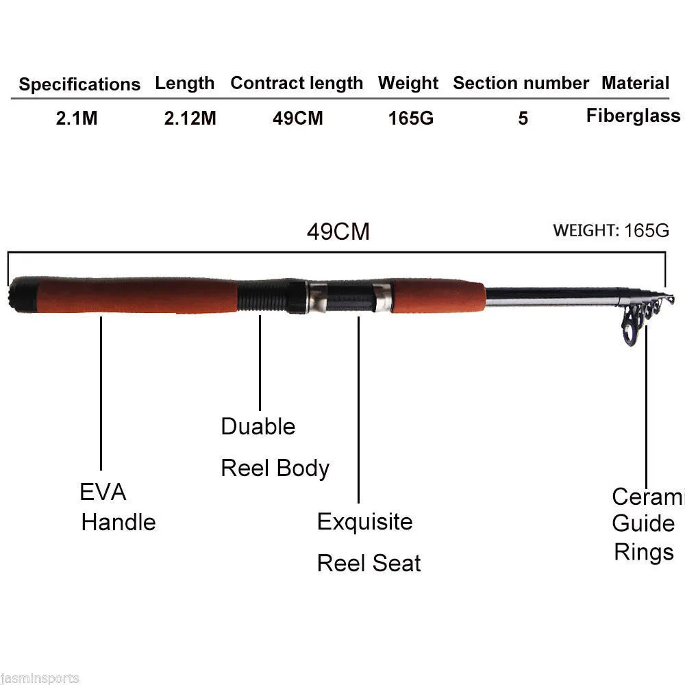 Hyaena 2.1m Telescopic Fishing Rod Combo With Fishing Bags Fishing Tackle Spinning Fishing Rod Reel For Ocean Boat Pesca