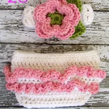 Хлопок, ручной работы вязанный цветочный ободок для девочек и подгузники, чехол/шорты, комплект для новорожденных 0-6 mos, фото реквизит