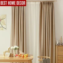 Modern linen blackout curtains for living room bedroom curtains for window drapes finished blackout window curtains