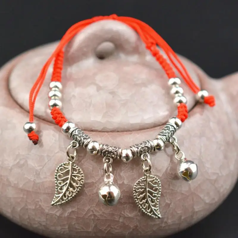 

Girls Hand Circlet Women Fashion Thin Red Thread String Rope Charm Bracelets Angel Wing Elephant Bangles Anklet