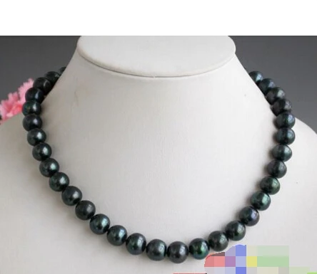 

FREE SHIPPING>>>@@ > luster AA++ 17" 12mm ROUND BLACK FRESHWATER PEARL NECKLACE 925SC^^^@^Noble style Natural Fine jewe &