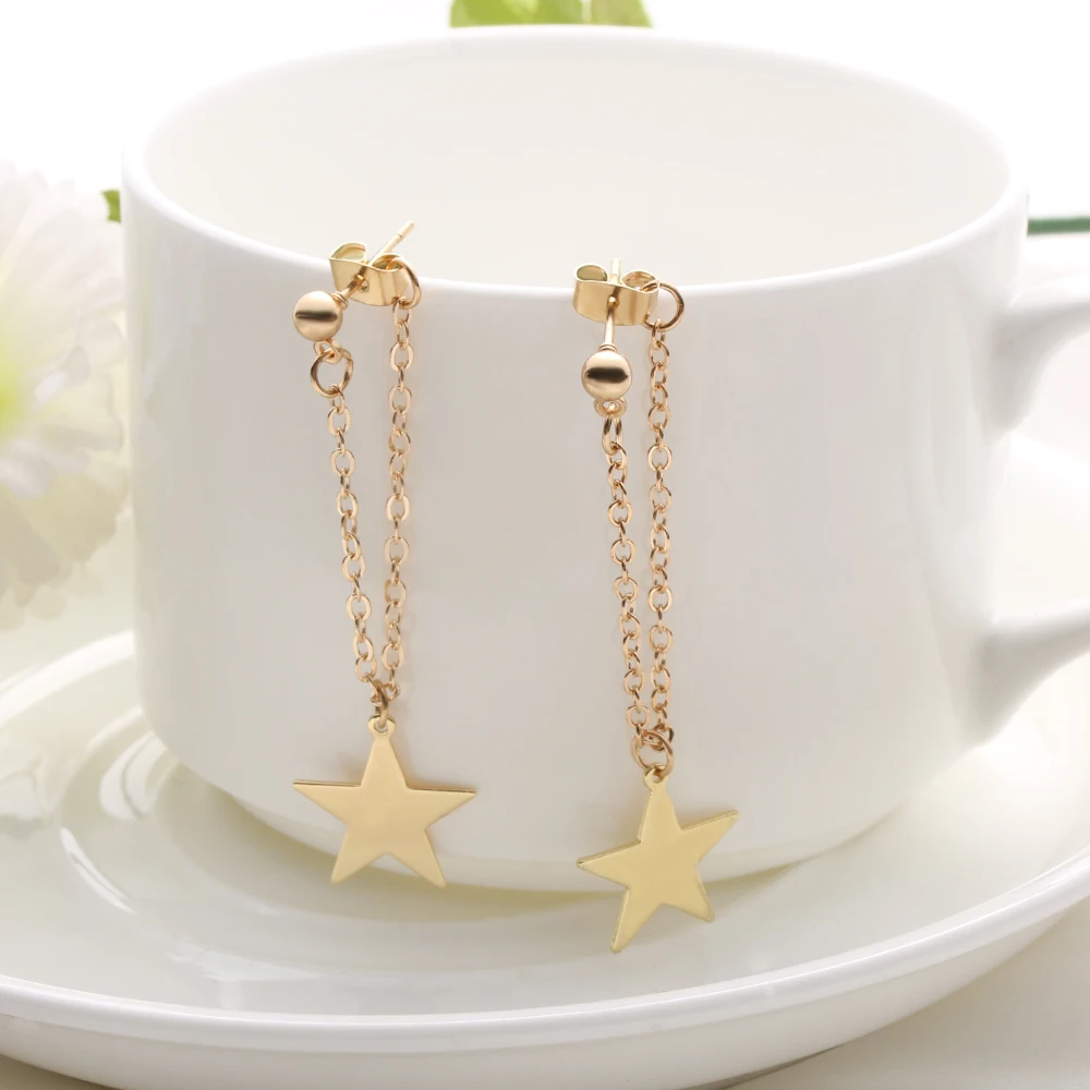

Japan South Korea Europe and the United States fashion personality women's simple five-pointed star earrings wholesale fashion