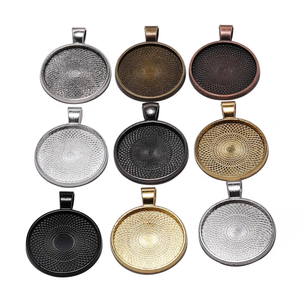 

10pcs 25mm Necklace Pendant Setting Cabochon Cameo Base Tray Bezel Blank For Pendants Cabochons Jewelry Making Findings supplies