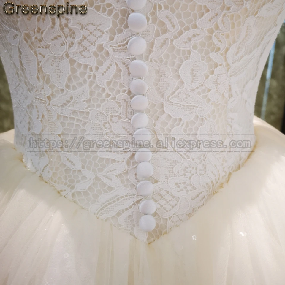 Greenspine African Tulle Wedding Dresses Lace Bridal Gowns Half Sleeve Brautkleider Hochzeitskleid Wedding Dress Plus Size