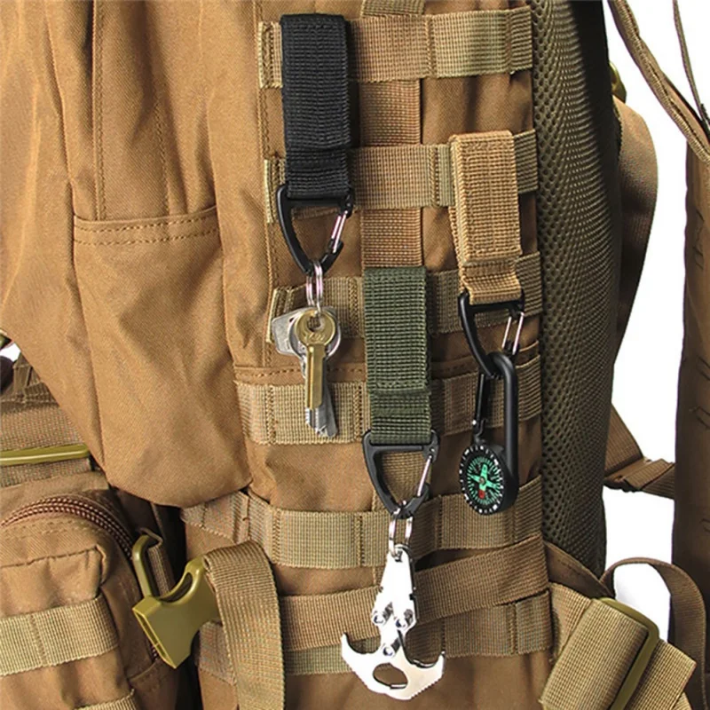 

Outdoor camping equipment EDC System Moer Belt Buckle Backpack Triangular Climbing Carabiner Nylon Key Chain Buckle