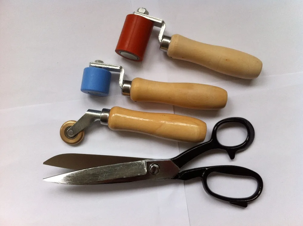 

4PCS Roofing Membrane Installing Tools , Membrane Scissors & Seam Rollers Tools Set