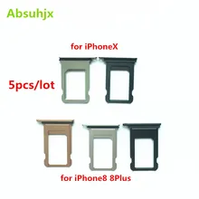 Absuhjx 5pcs Bandeja Do Cartão SIM para o iphone X 8 7 Plus Adaptador Leitor de SIM Card Titular Slot Peças de Reposição