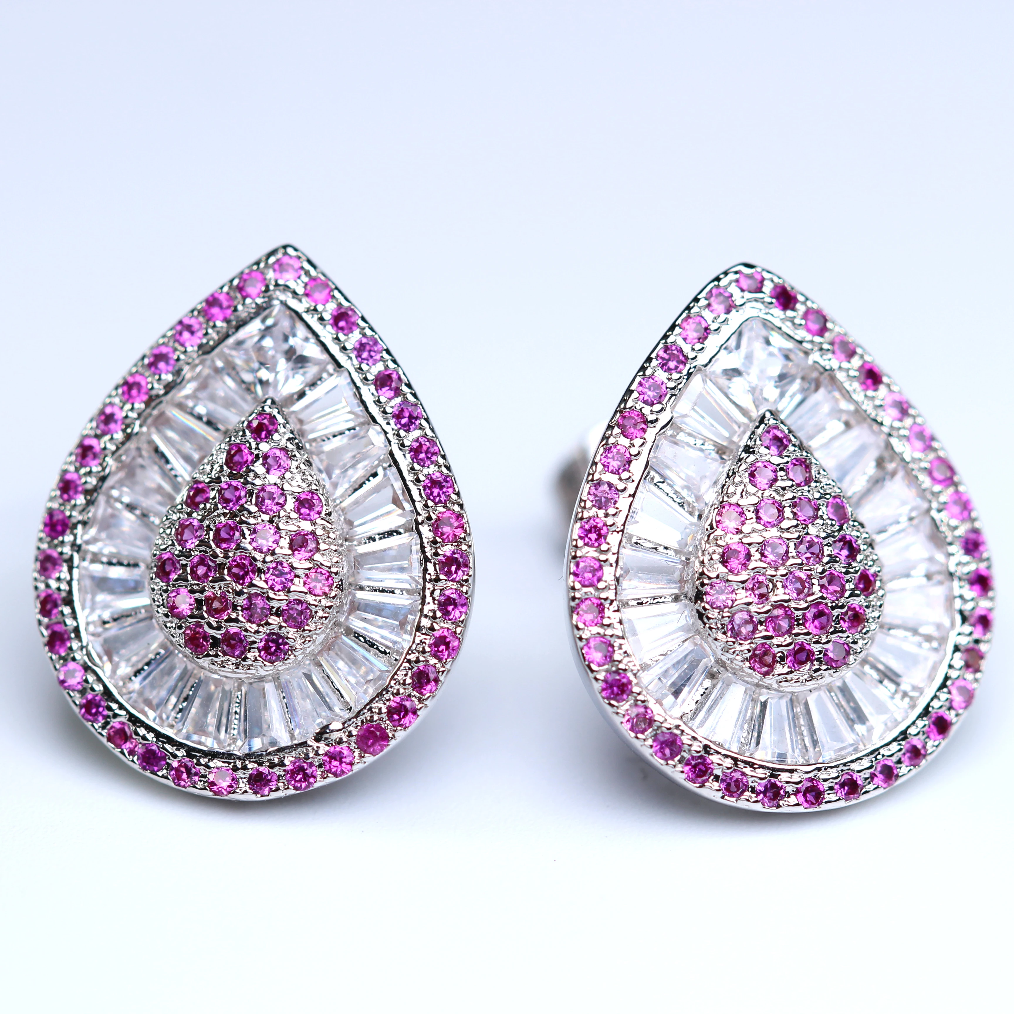 DM Elegant Pink AAA Cubic zirconia Stud Earrings For Women Giftin Stud