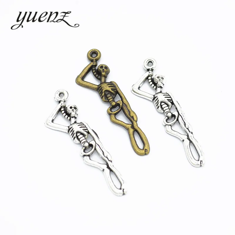

YuenZ 50pcs Halloween gifts skull charms pendants for jewelryl making 42*12mm F24