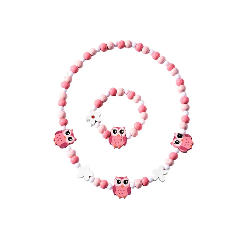 Креативный детский браслет, ожерелье, набор из бисера в форме животного, милый мультяшный цветной ювелирный набор, ожерелье, браслет для девочек - Окраска металла: 3