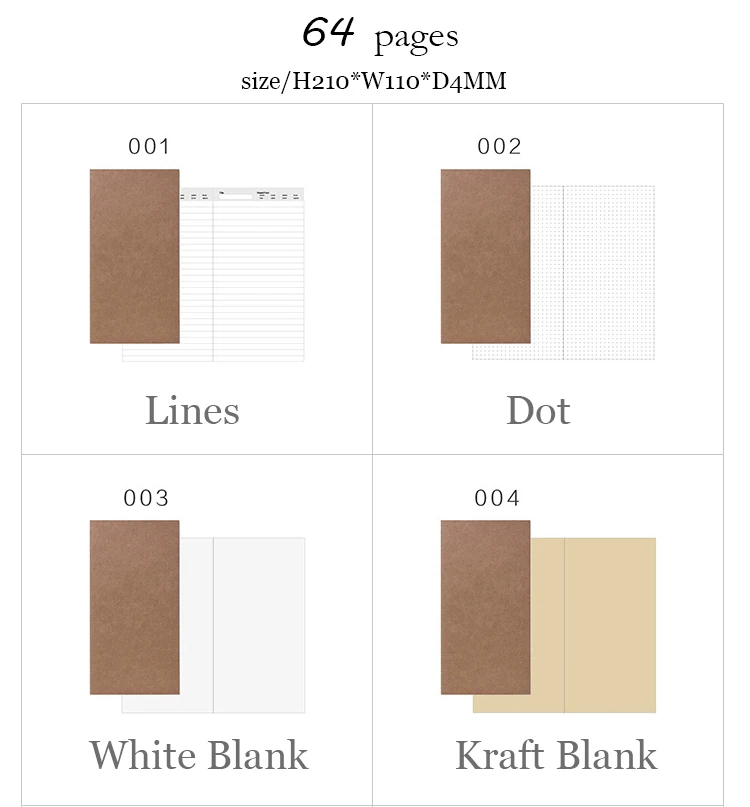 Путешественник тетрадь стержень запасной дневник журнал тетрадь Вставить (Стандартный 21x11 см) Kraft бумага планировщик организатор