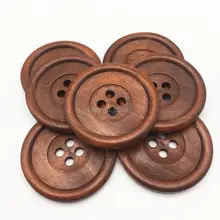 40 шт. 50 мм очень большие деревянные пуговицы коричневые 4 отверстия круглые пуговицы для шитья украшения ремесла Скрапбукинг