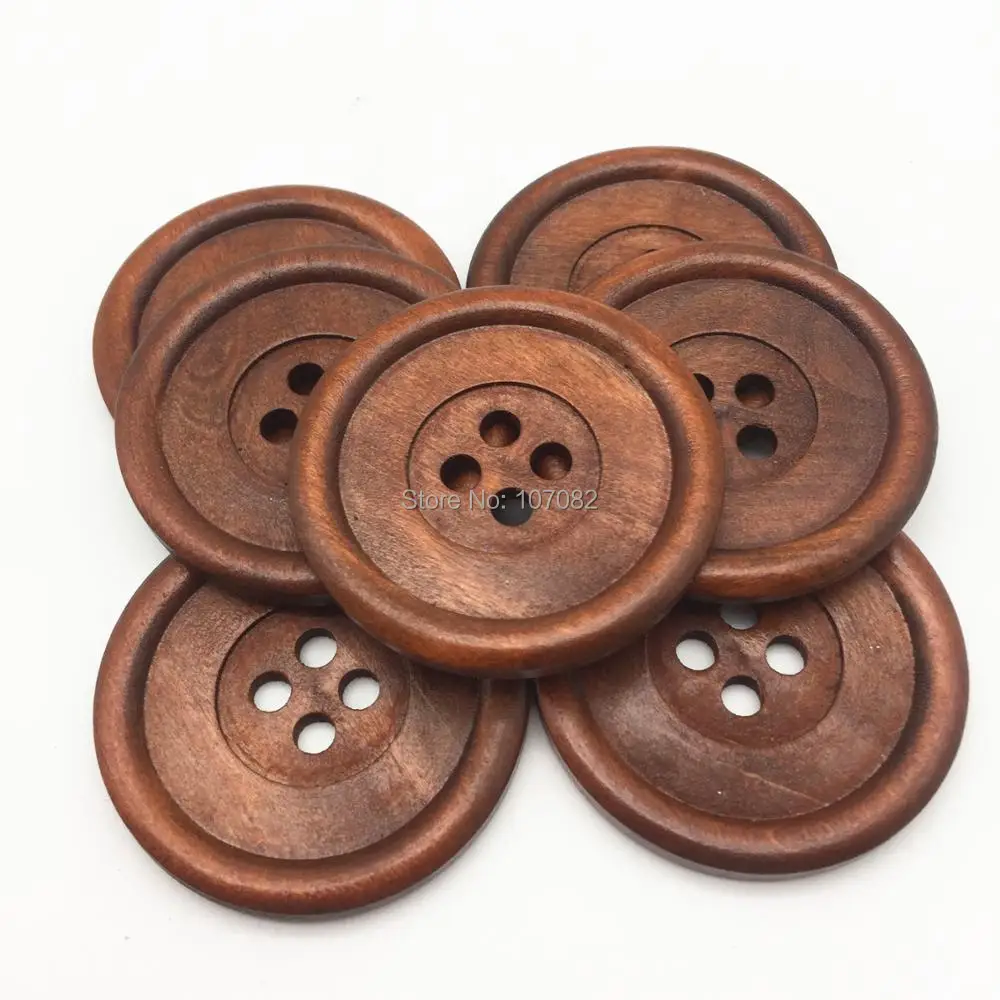 Buy 40pcs 50mm Extra Large Wooden Buttons Brown 4