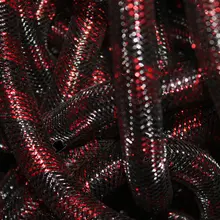 Металлические черные красные полосы Cyberlox Трубчатые Крин волосы для наращивания 60 ярдов 16 мм