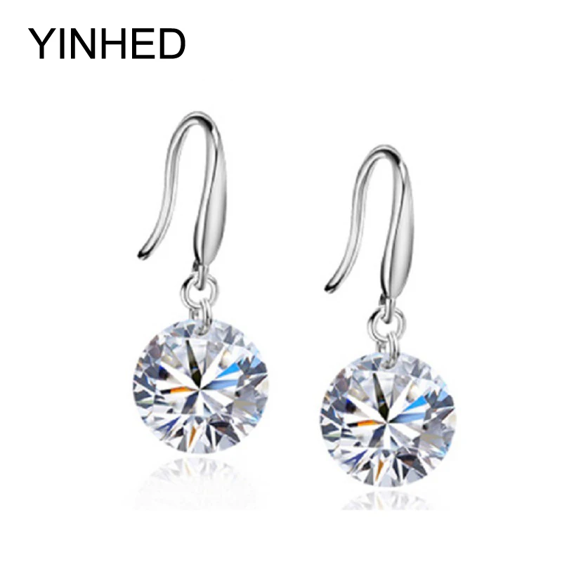 

Sparkling 8mm Hearts and Arrows Cubic Zirconia CZ Diamant Drop Earrings for Women Real 925 Sterling Silver Wedding Jewelry ZEC11