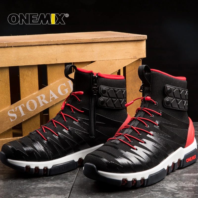 

Onemix winter men running shoes high top boots men Keep warm sneakers outdoor walking boots trekking shoes for men Free shipping