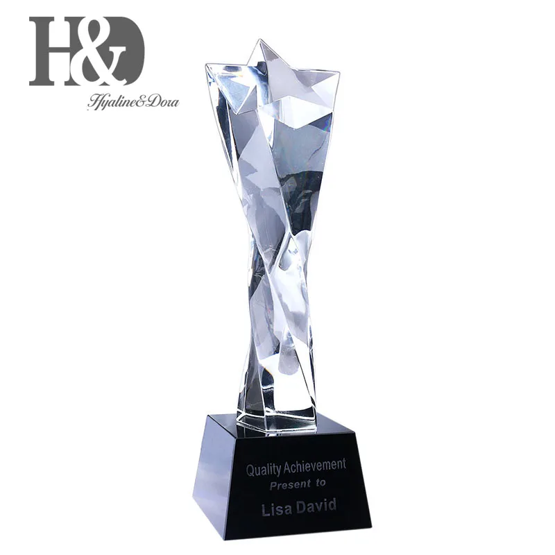 H& D Crystal Awards, хрустальный стеклянный трофей, Звездные корпоративные стеклянные трофеи, гравировка на заказ, 9,8 дюймов, Honor Gifts, украшения для дома