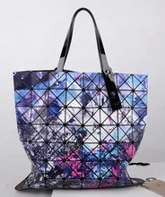Hot Fashion frauen tasche GLEICHE WIE BAOBAO Tasche Geometrie Pailletten Helle STERNE Druck Wirkung Handtasche frauen Gitter Tote Umhängetaschen