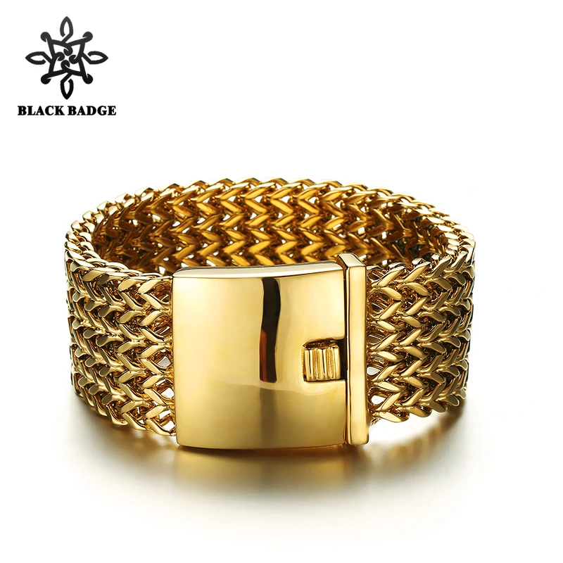 

Quintuple Foxtail Box Link Gold Bracelet 316L Stainless Steel Hip Hop Simple Style Men Bracelet Titanium Stainless Steel