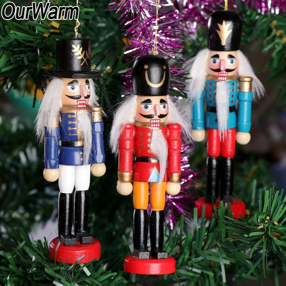 ourwarm 6pcs 12cm wooden nutcracker christmas tree hanging ornaments desktop decoration walnuts soldiers band doll new year gift in pendant drop ornaments - Nutcracker Christmas Decorations ourwarm 6pcs 12cm wooden nutcracker christmas tree hanging ornaments desktop decoration walnuts soldiers band doll new year gift in pendant drop ornaments - Nutcracker Christmas Decorations
