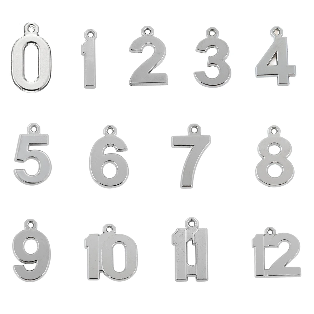 

Skyrim 20pcs 0 1 2 3 4 5 6 7 8 9 10 11 12 Lucky Number Birthday Charm DIY Dangle Sliver Pendants for Bracelet Necklace Earring