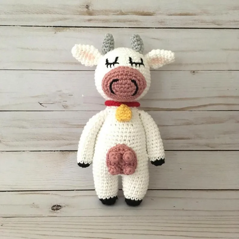 Крючком игрушки amigurumi погремушка ручной работы кукла корова Номер модели YJS0015