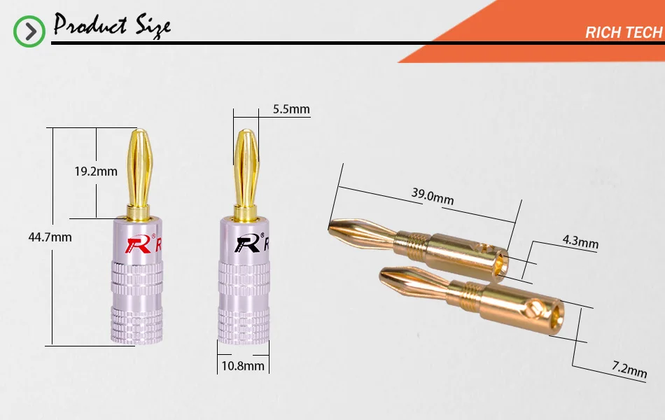 4 шт./2 пары медный разъем типа "банан" позолоченный разъем типа "банан" с винтовыми замками для аудио разъемов и динамиков черный и красный