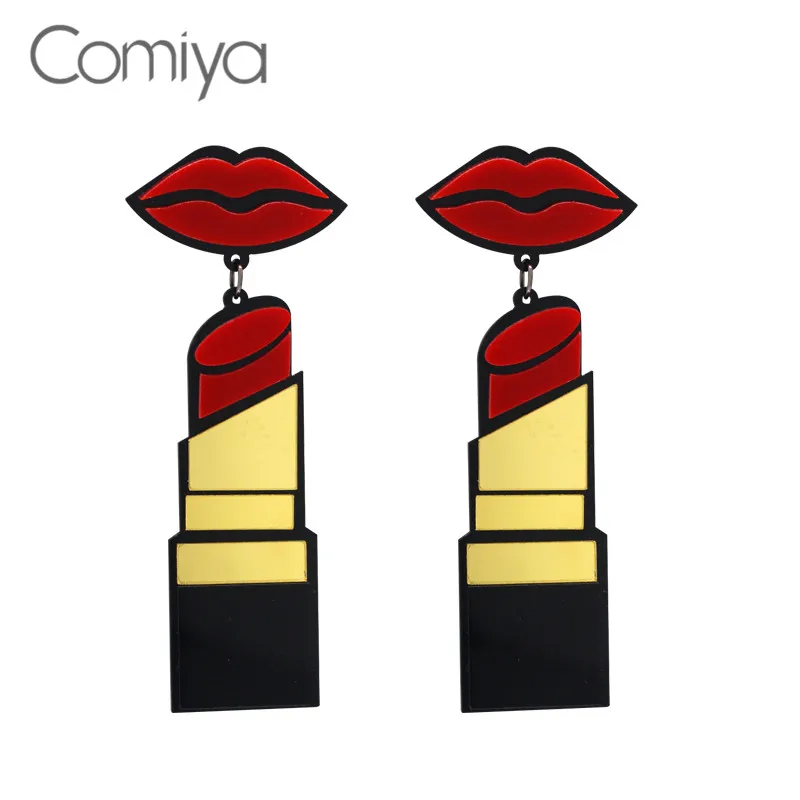 

Comiya Long Red Lips Brincos Grandes Fashion Lipsticks Punk Big Dangle Earrings Ethnique Aretes De Mujer Drop Earring Jewelry
