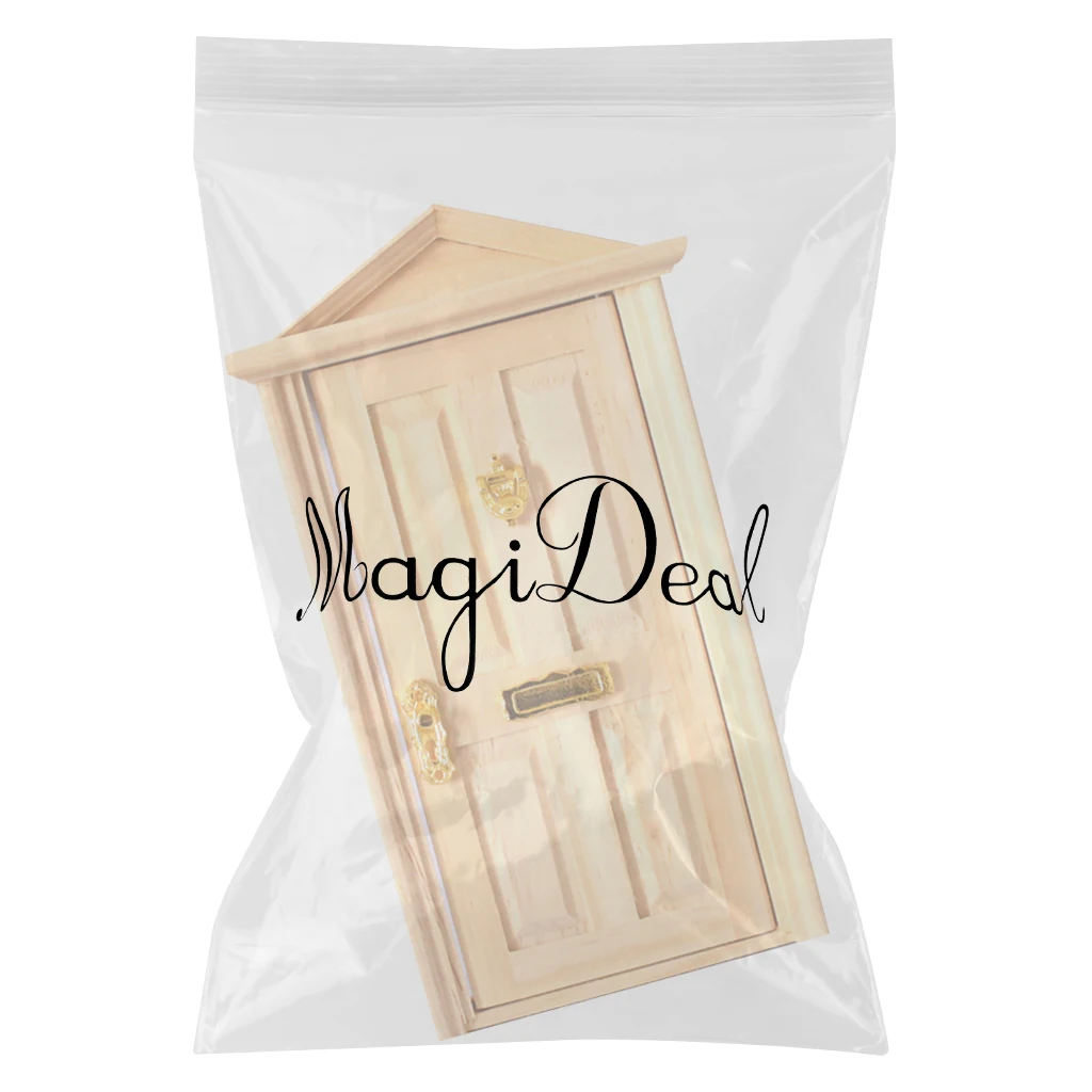 Wooden External 4 Panel Steepletop Door Doll House Miniature Accessory 12th