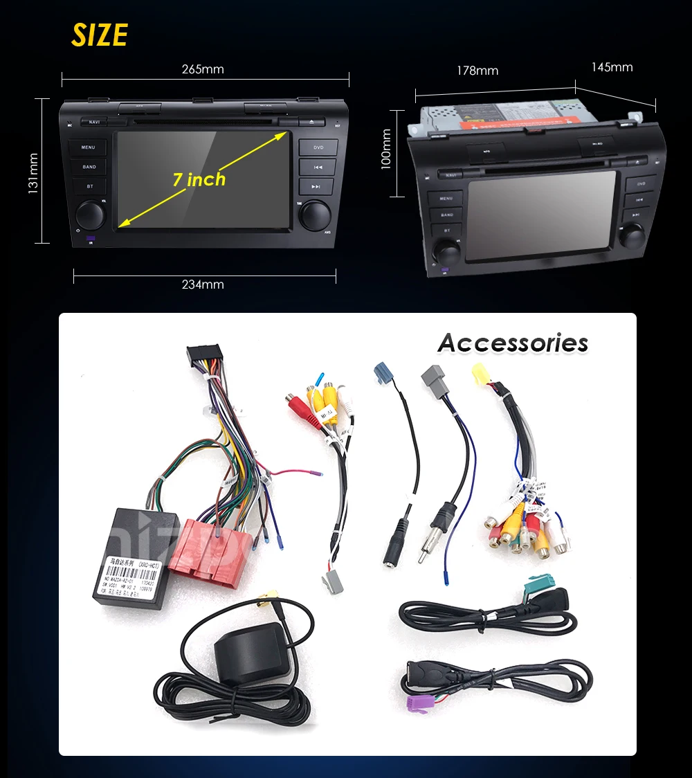 Best Android8.0 Touch Screen Car DVD Player for Mazda3 Mazda 3 2004-2009 GPS Navigation System 4G USB Radio RDS CD SWC GPS RADIO MAPS 5