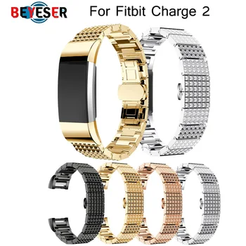 

Embossing Band For Fitbit Charge 2 Metal Stainless Steel Strap For Charge2 Band Smart Bracelet Replacement Watches Bands Straps