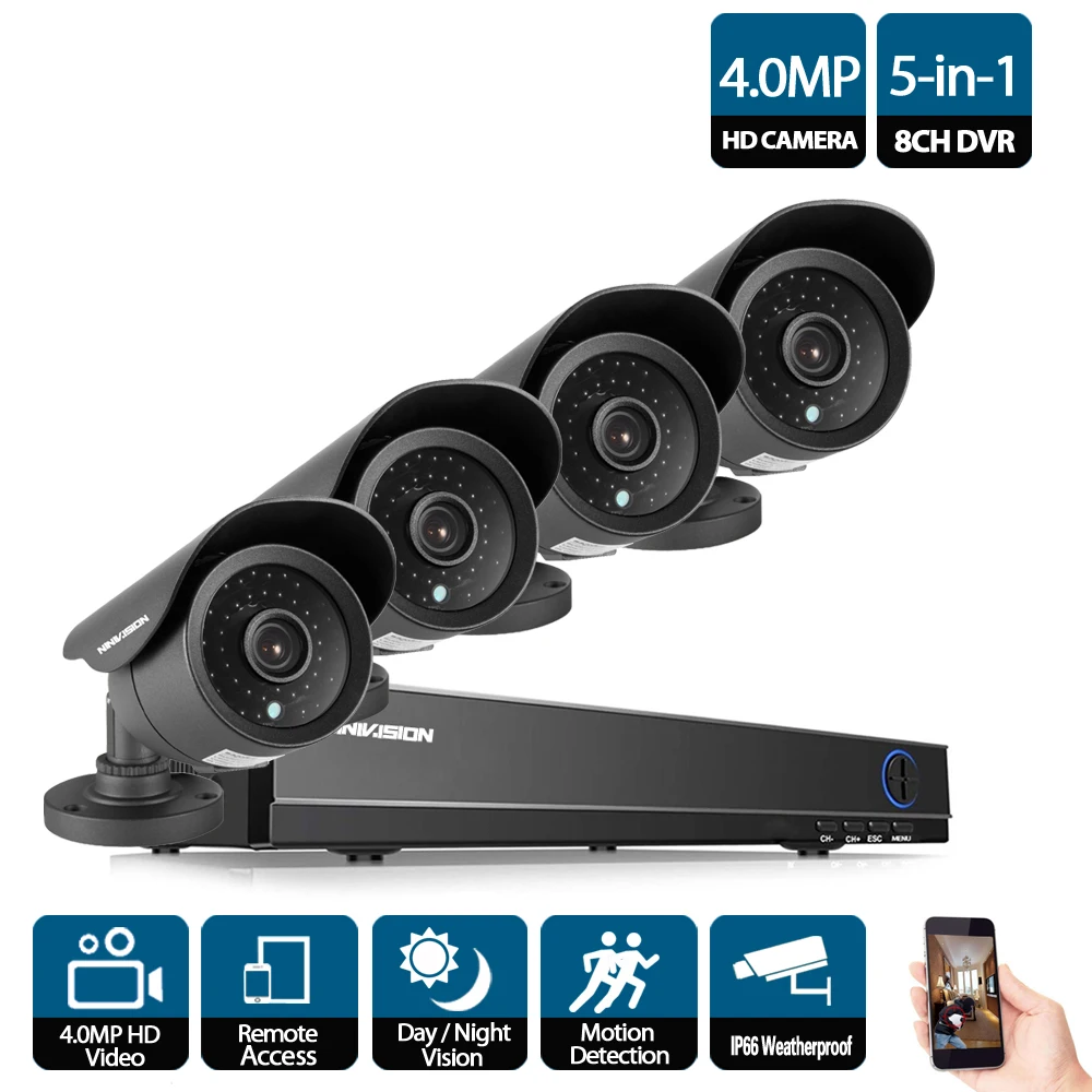 Система видеонаблюдения Full HD 4 МП 8 каналов AHD DVR 4*4 0 Мп|dvr kit|security camera kitcamera kit |
