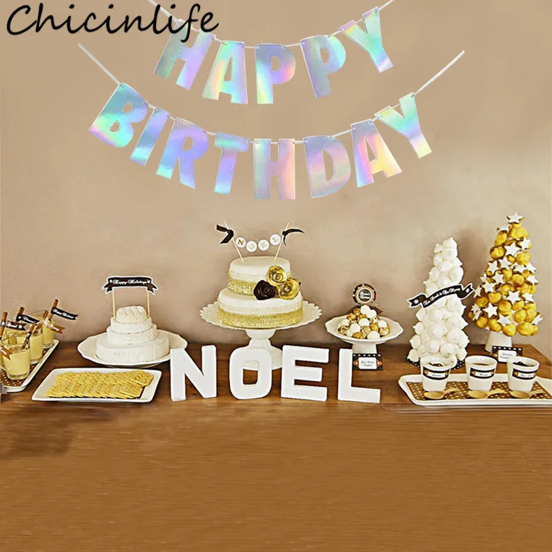 Chicinlife 13 шт. Блестящий переливающийся баннер «С Днем Рождения» для взрослых/детей для вечеринки в честь Дня Рождения