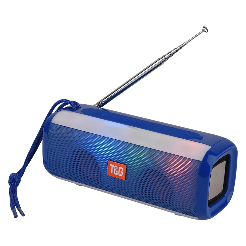 TG144 светодиодный bluetooth динамик антенна FM радио Многофункциональный наружный bluetooth динамик - Цвет: Синий