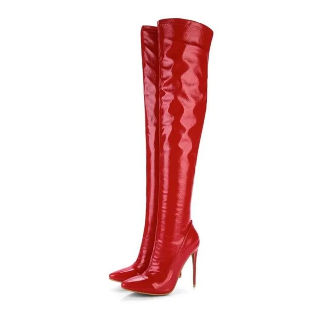 Sexy Steel Pipe Dance Boots Plus Size 33-48 Patent Leather Over The Knee Boots Fashion Side Zip Platform High Heels Shoes Woman (3)