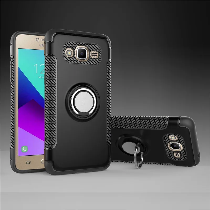 

Anti-knock Soft Silicone PC Back Cover Case For Samsung Galaxy J2 Prime With Ring Bracket