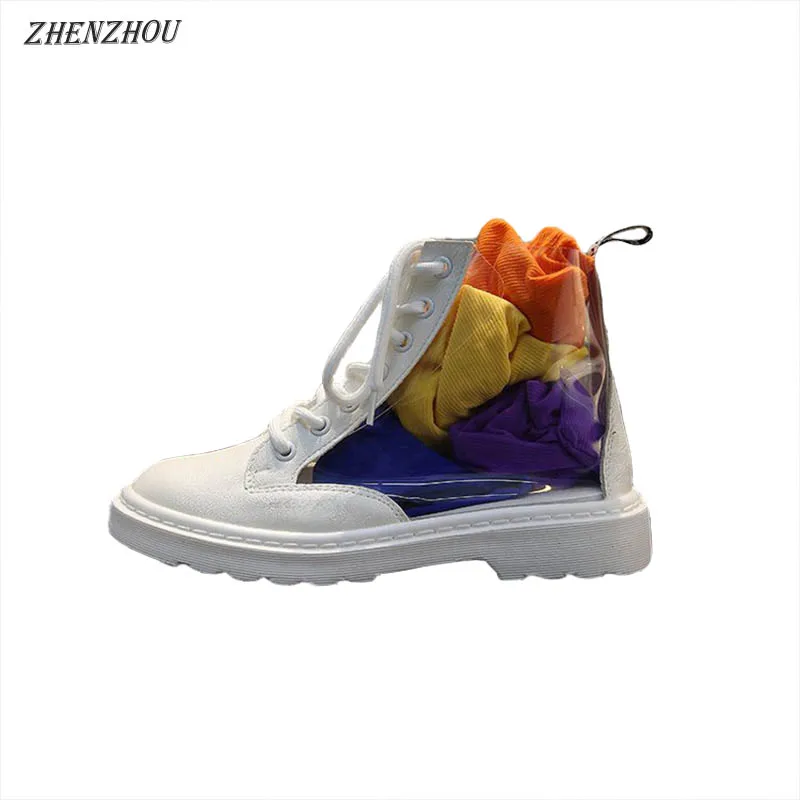 

Martin boots female summer 2018 Women's shoes new wild high-top transparent boots hip-hop women's shoes trend line boots