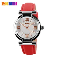 SKMEI 9075 2016 Brand Women Dress Watches 3ATM Waterproof Leather Strap Fashion Quartz Watch Student Wristwatches Ladies Hours