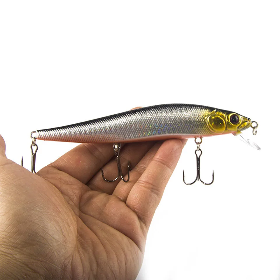  1PCS 14cm 23g Fishing Lure Minnow Swimming Crankbait Hard Bait Tight Wobble Slow Floating Fishing Tackle 2#hooks 