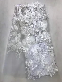

African Tulle Lace Fabric 2019 High Quality Lace With Sequins Fashion French Beaded Lace Fabric For Party Dress JL107