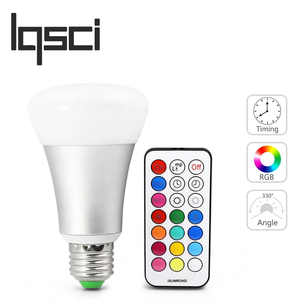 

LQSCI 10W RGB E27 LED Bulb Light Stage Lamp 12 Colors with Remote Control Led Lights for Home AC 85-265V RGB + Cool / Warm white