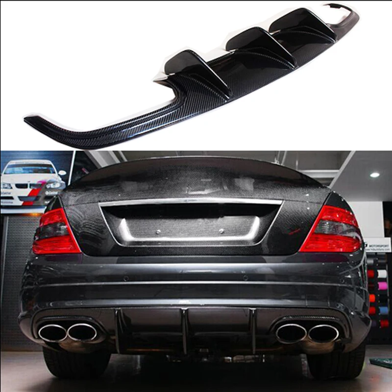 Difusor trasero para Mercedes-Benz W204 C63 AMG 4 puerta solo 2009-2011 A estilo fibra de carbono parachoques spoiler