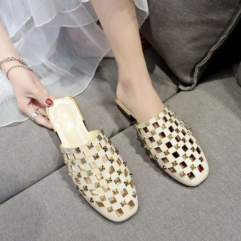 

Women Slippers 2019 Flats Woman shoes Summer Beach Rivet Flip Flops Ladies Fashion Slippers Home Female Lady Shoes For Women