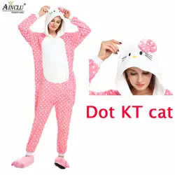 Dot KT Cat пижамы для женщин унисекс из фланели для взрослых животных домашняя пижама кошка мягкая удобная одежда для сна с капюшоном Onsie с