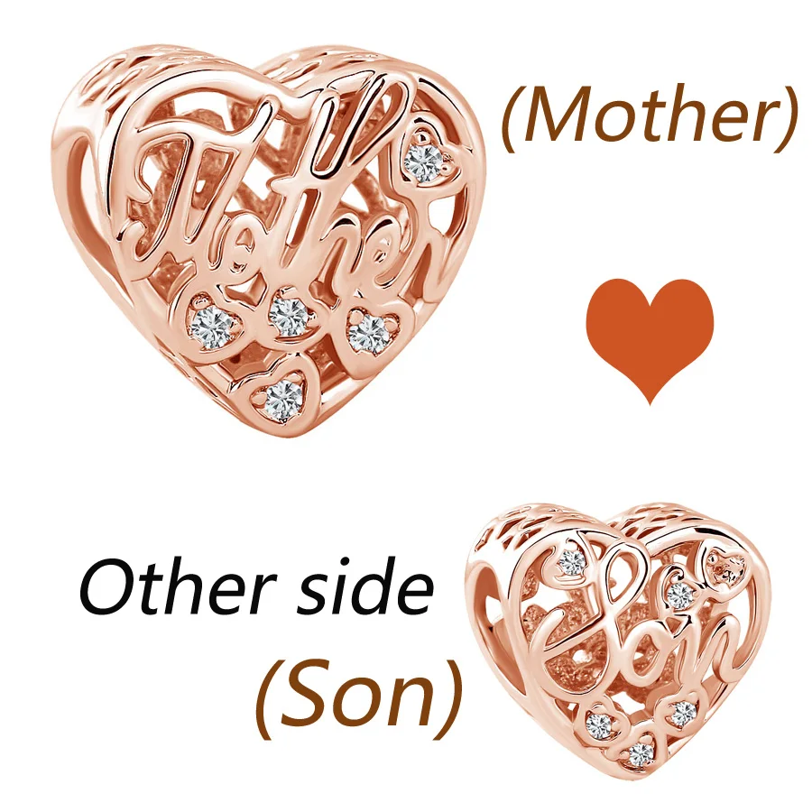 

Free shipping 1pc europe pandora charm hollow son and mother bead charm fit pandora charm bracelet bangle diy making gift A921